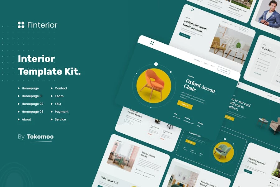 Finterior | Kit de plantillas Elementor de diseño de interiores y arquitectura