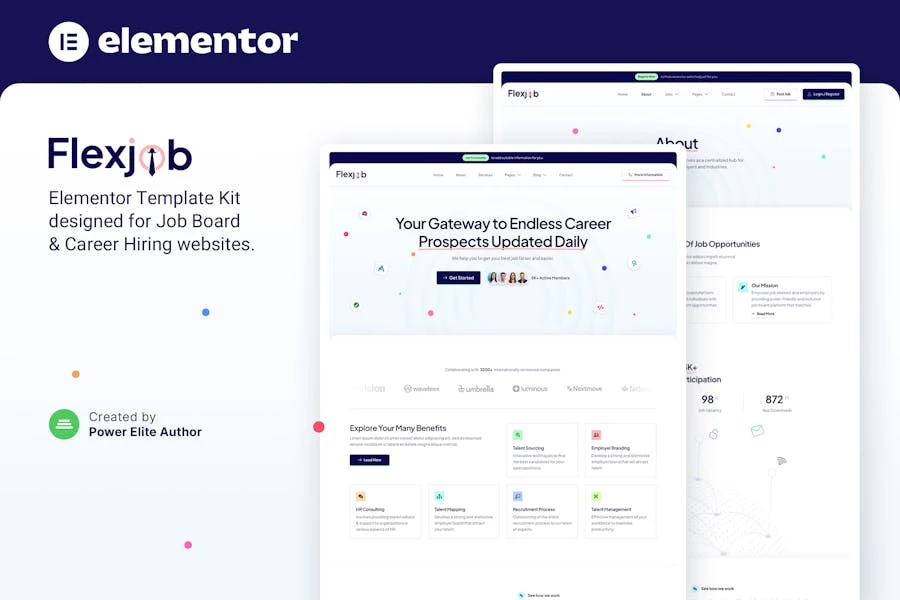 Flexjob — Kit de plantillas Elementor para bolsas de trabajo y vacantes