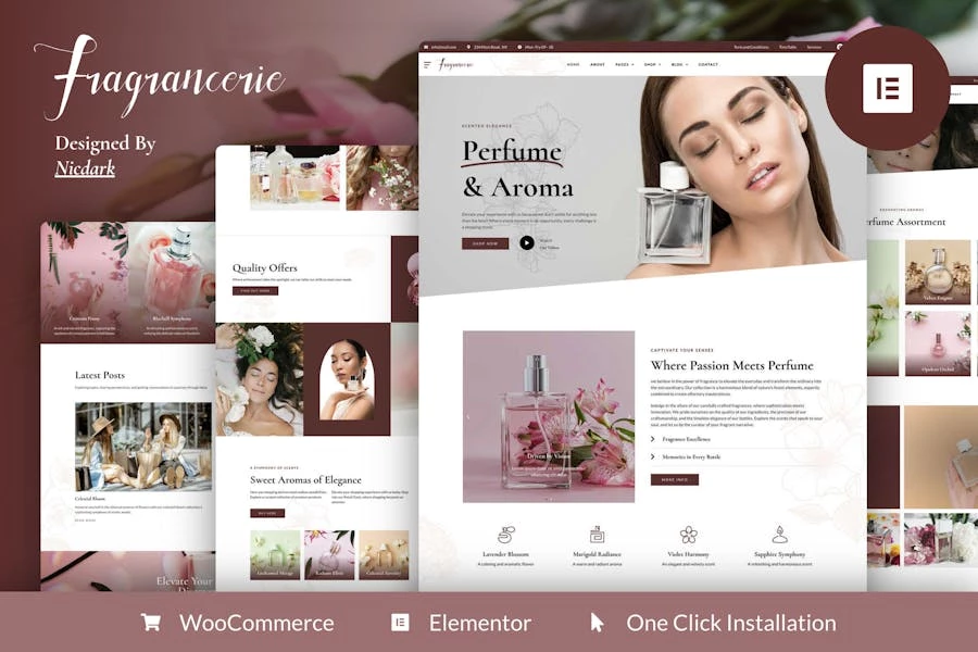 Fragrancerie - Kit de plantillas Elementor Pro para tienda de perfumes y cosméticos