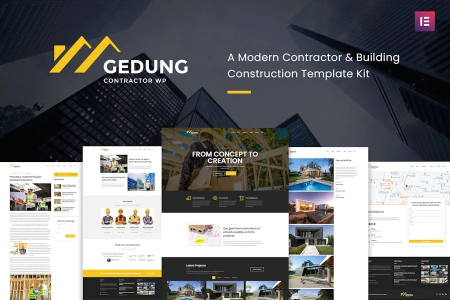 Gedung - Template Kit para elementos de construcción de edificios y contratistas