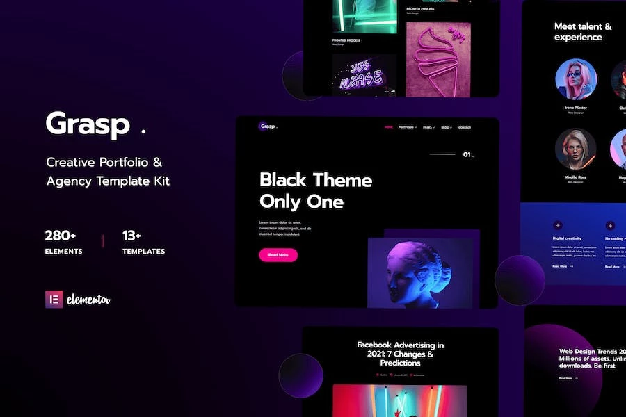 Grasp - Template Kit de Elementor para Porfolio creativo