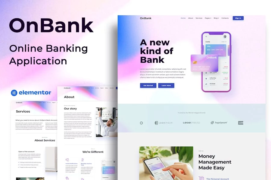 OnBank - Banca en línea y transferencias de dinero - Elementor Kit