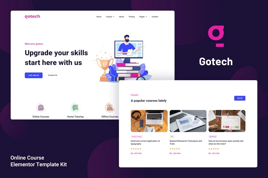 Gotech - Kit de plantillas Elementor para cursos en línea