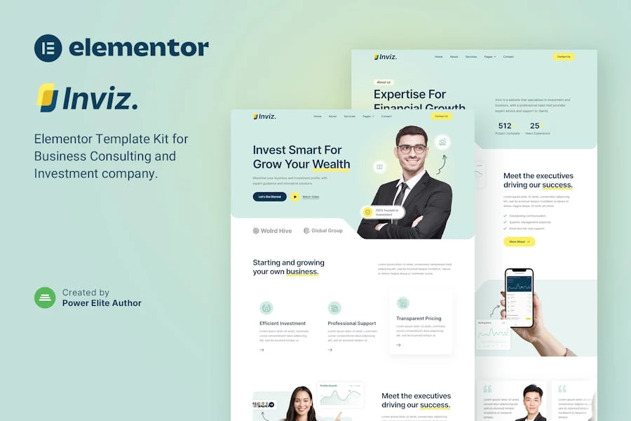 Inviz — Template Kit Elementor para consultoría empresarial e inversión