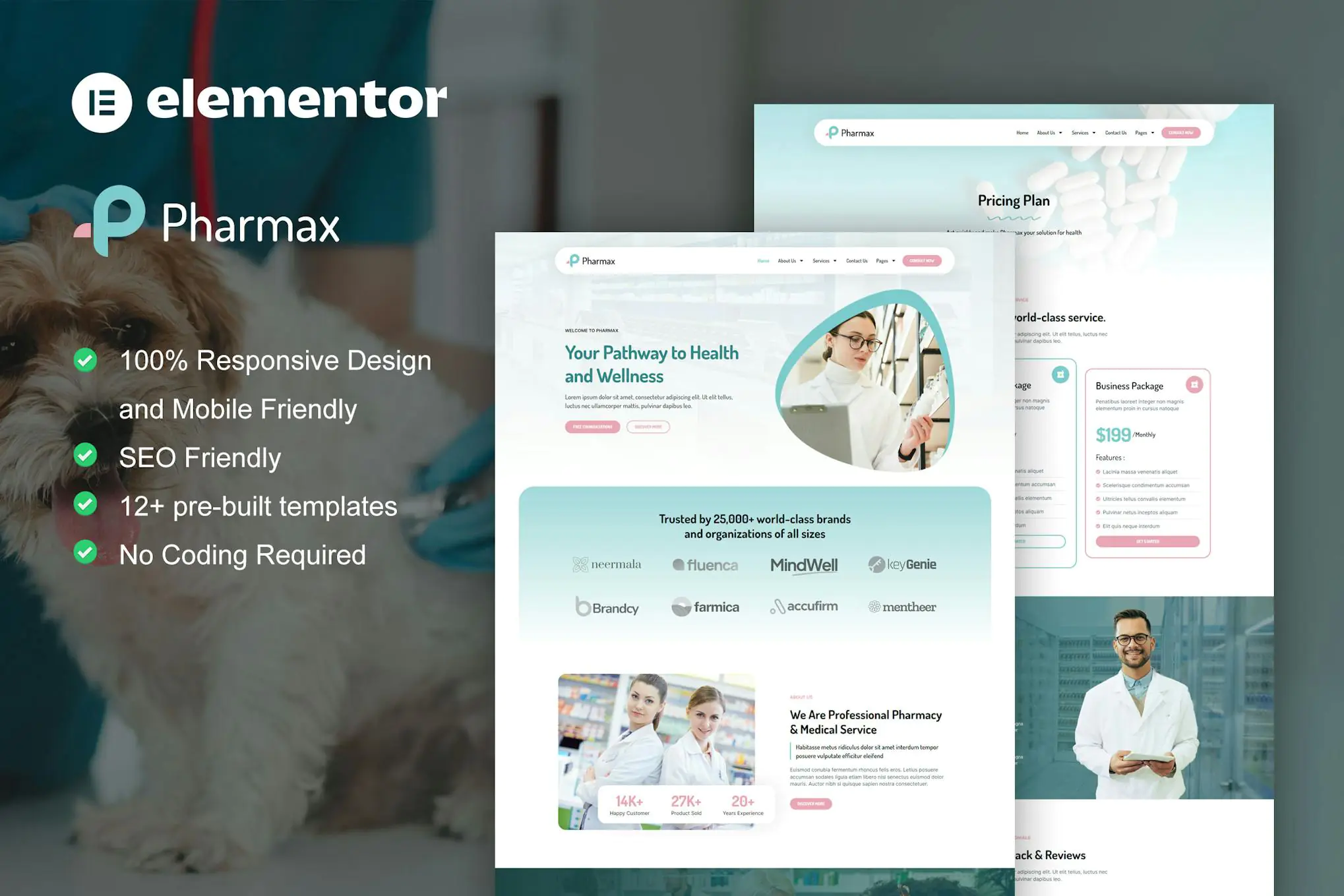 Pharmax - Kit de plantillas Elementor Pro para farmacia y medicina