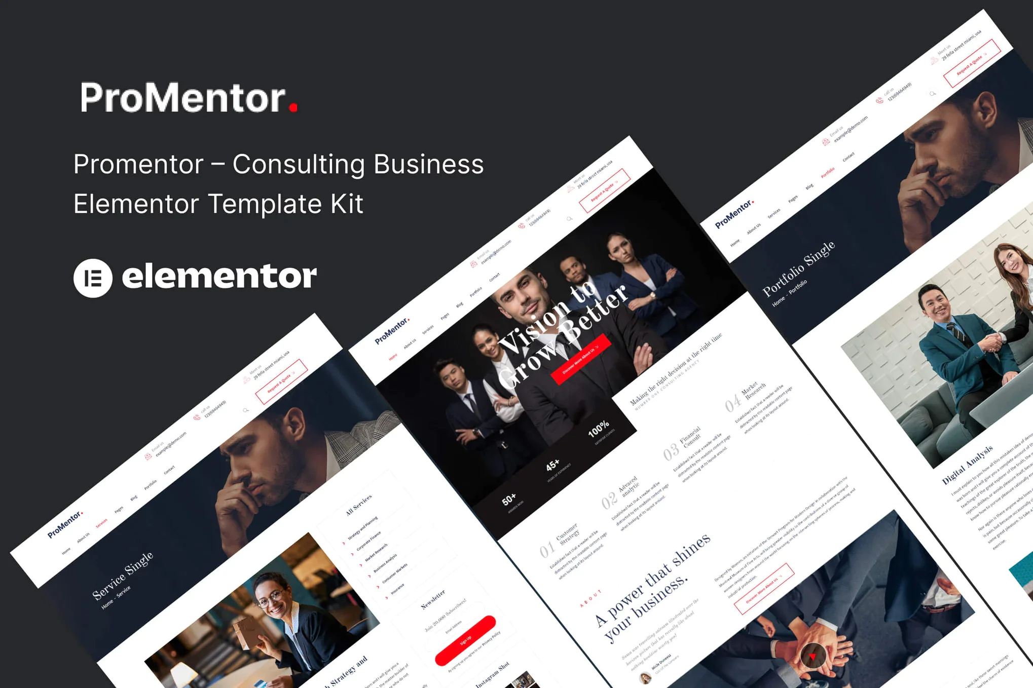Promentor — Kit de plantillas Elementor de Consultoría Empresarial
