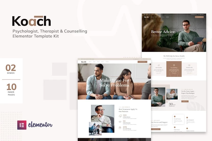 Koach - Template Kit Elementor de Life Coach y consejería