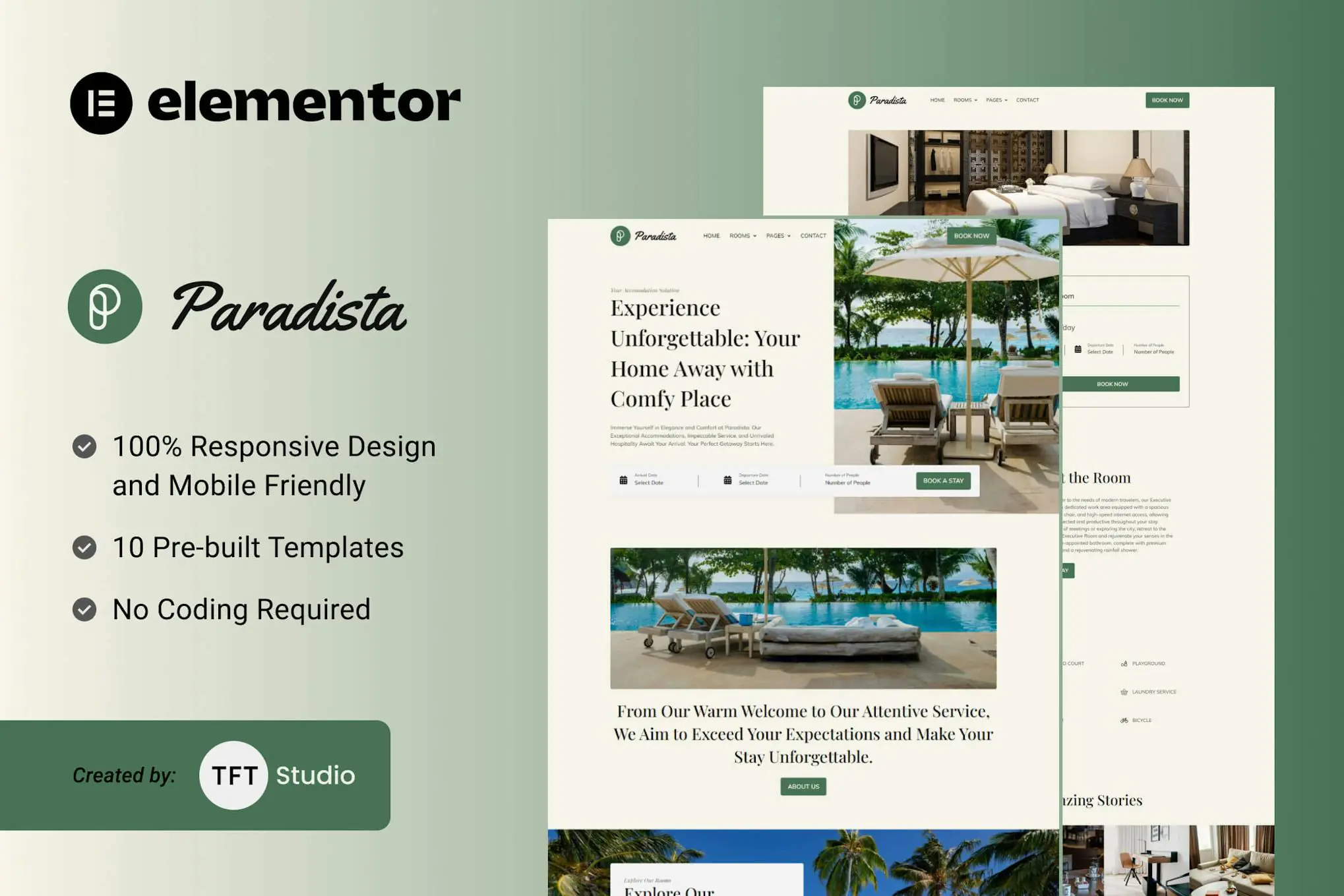 Paradista - Kit de plantillas Elementor para alojamiento lujoso