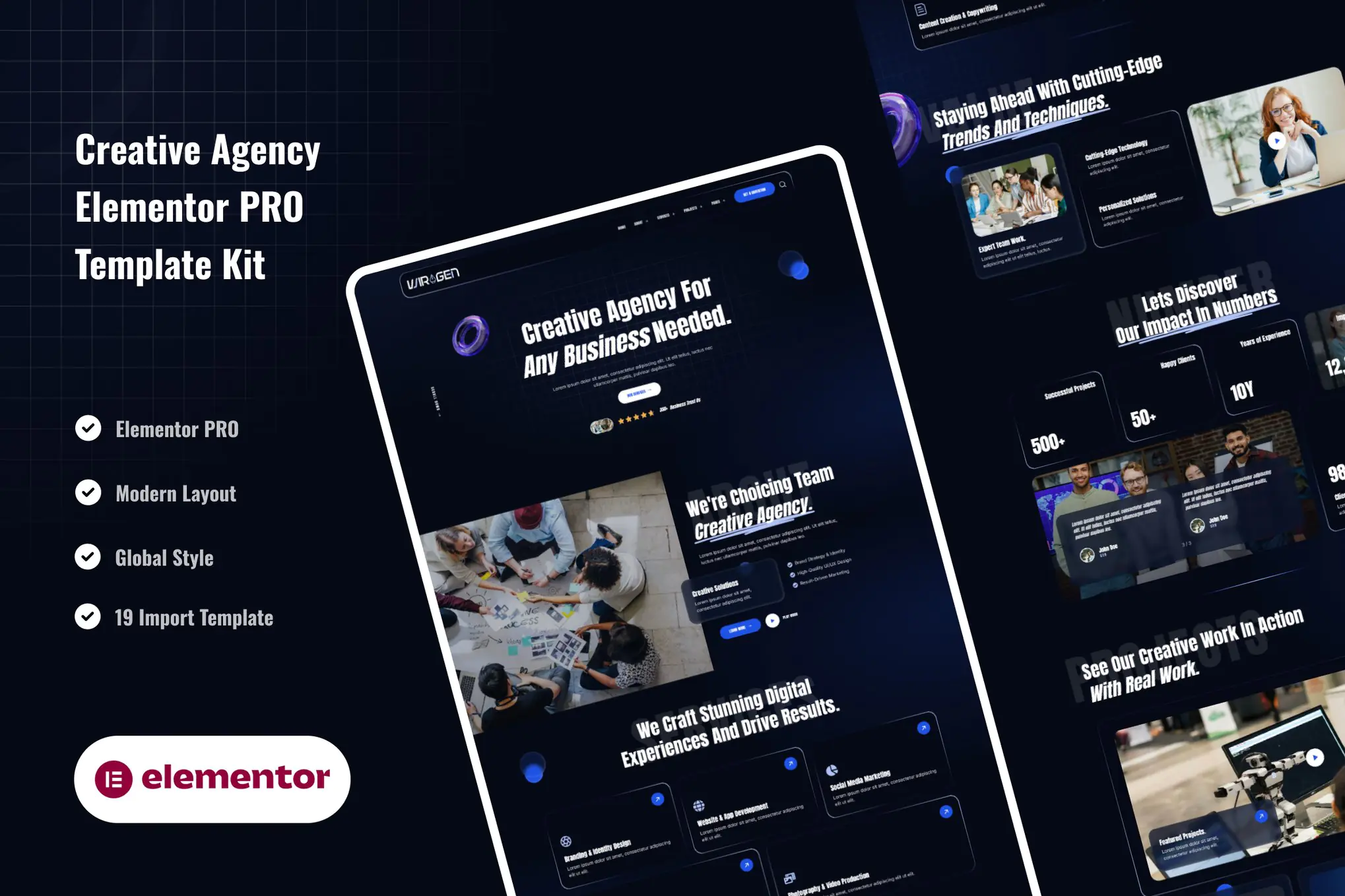 Wiragen - Kit de plantillas Elementor Pro para Agencia Creativa