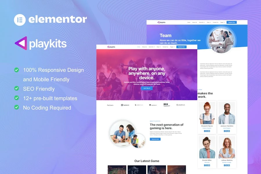 Playkits - Kit de Template Kit Elementor para editor de Vídeo y tienda