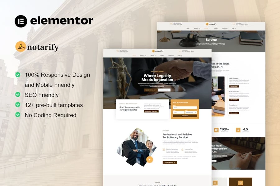 Notarify - Kit Elementor de plantillas de notaría pública y servicios legales