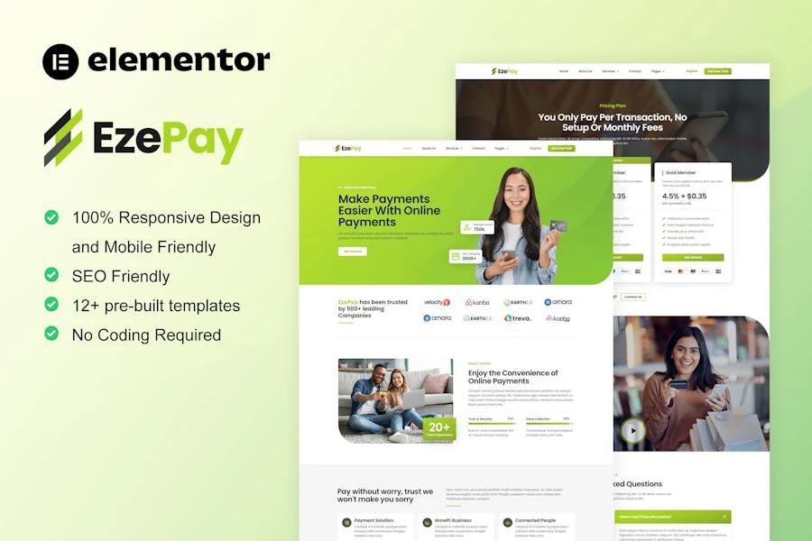 EzePay - Kit de plantillas Elementor Pro para pasarela de pago en línea