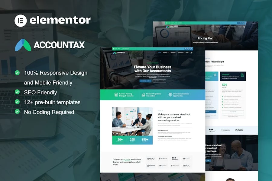 Accountax - Kit de plantillas Elementor para la firma de impuestos contables