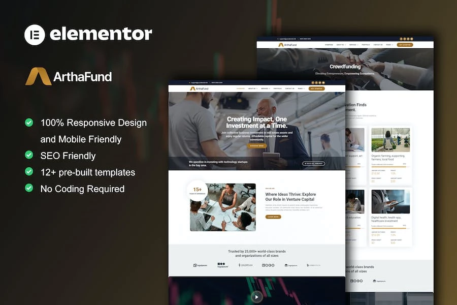 ArthaFund - Kit de plantillas Elementor de Finanzas e Inversiones