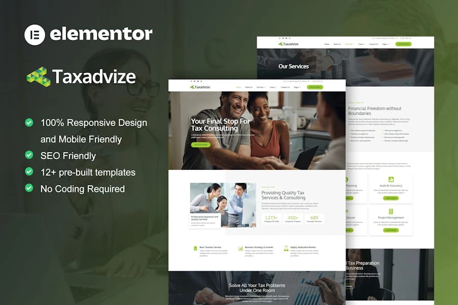 TaxAdvize - Template Kit Elementor para asesores fiscales y consultoría financiera