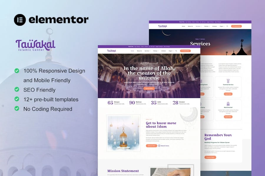 Tawakal - Template Kit para elementos de mezquita y centro islámico