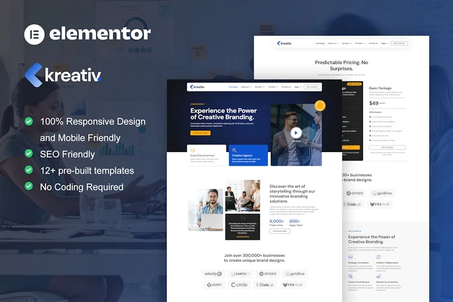Kreativ - Kit de plantillas Elementor Pro para agencia digital y marca creativa