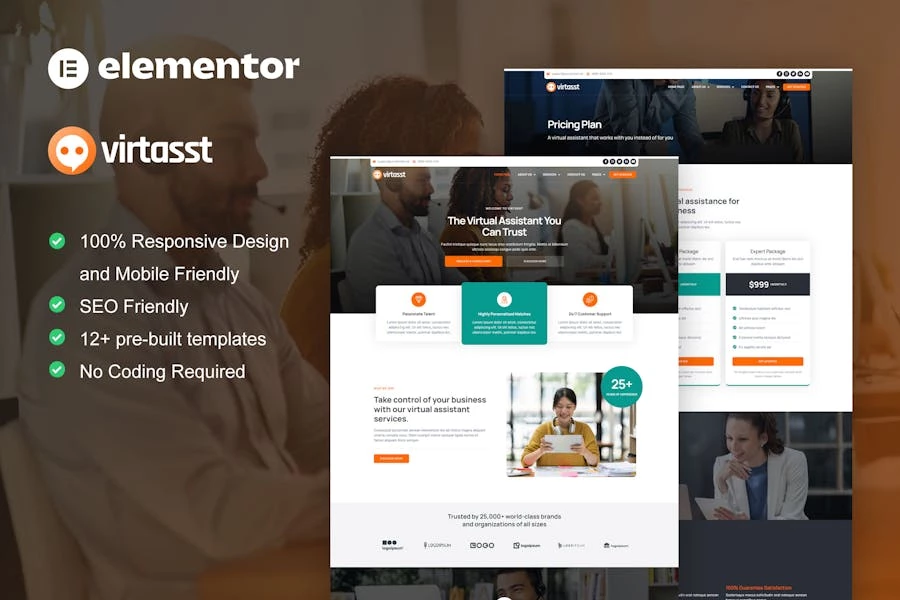 Virtasst - Kit de plantillas de Elementor de servicio de asistente virtual
