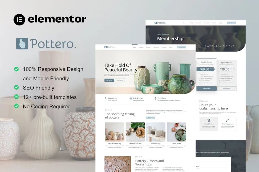 Pottero - Template Kit Elementor de Pottery & Ceramics Studio
