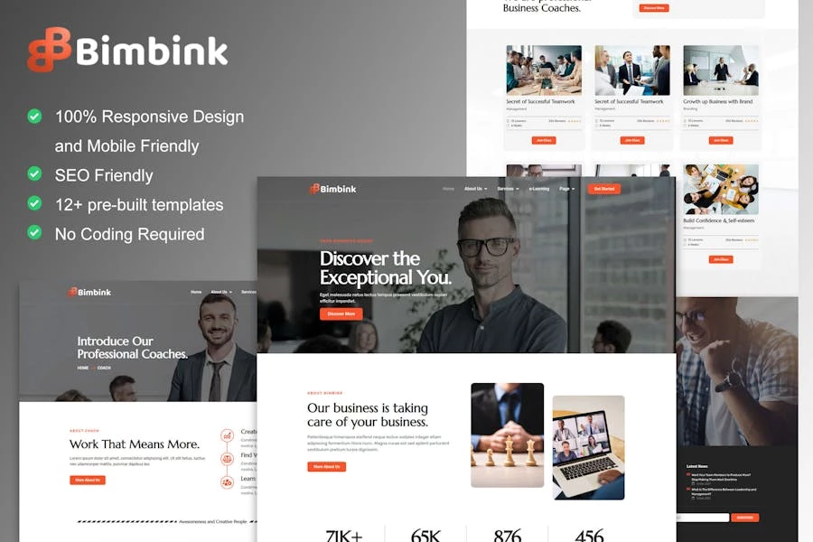 Bimbink - Kit de plantillas Elementor para asesoramiento empresarial y consultoría