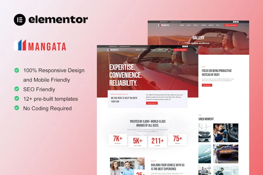 Mangata - Template Kit Elementor para pintura y reparación de automóviles