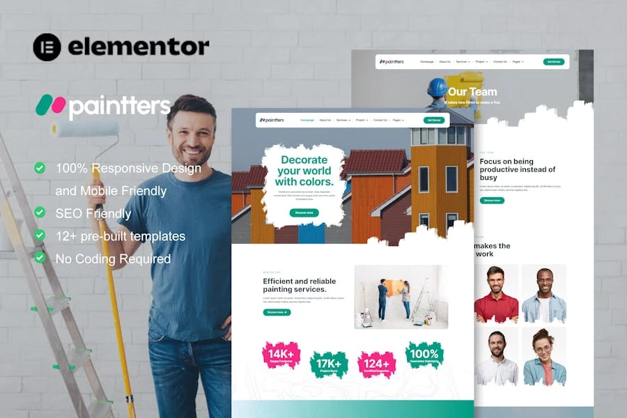 Paintters - Template Kit Elementor para servicio de pintura