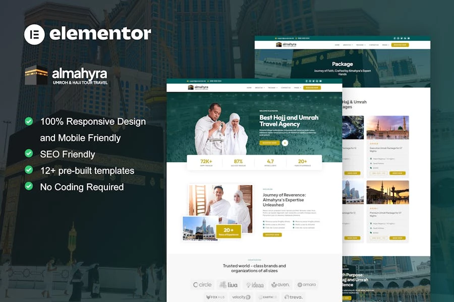 Almahyra - Kit de plantillas Elementor Pro Travel para Umrah y Hajj Tour