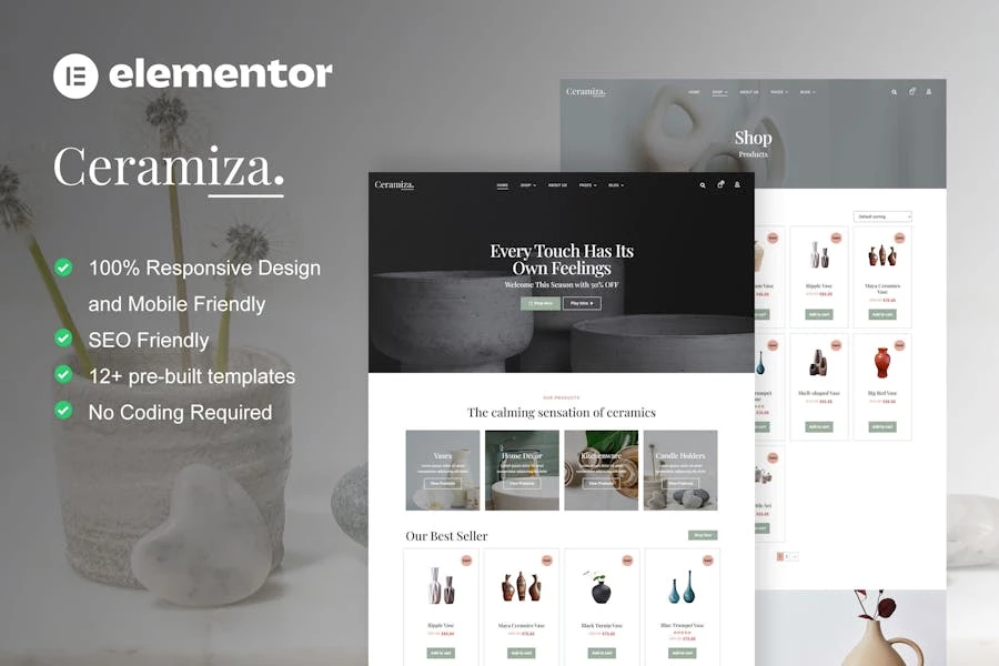 Ceramiza - Template Kit Elementor para tiendas de cerámica y cerámica