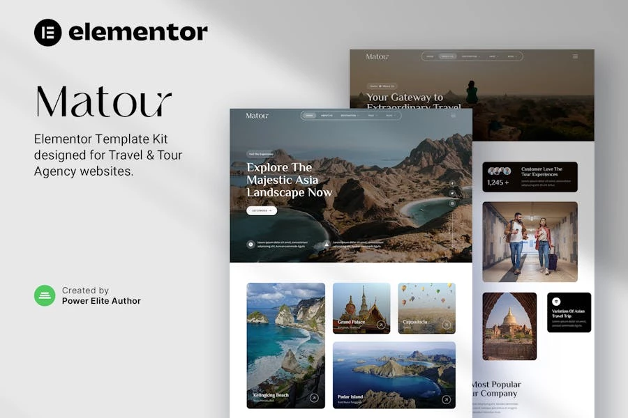 Matour — Kit de plantillas Elementor para agencias de viajes y turismo