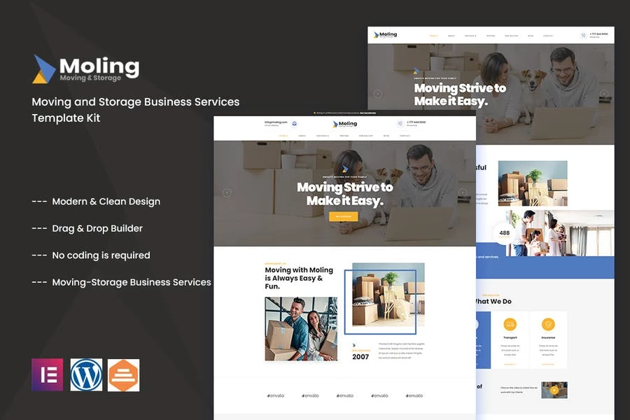 Moling - Template Kit para servicios empresariales de mudanzas y almacenamiento