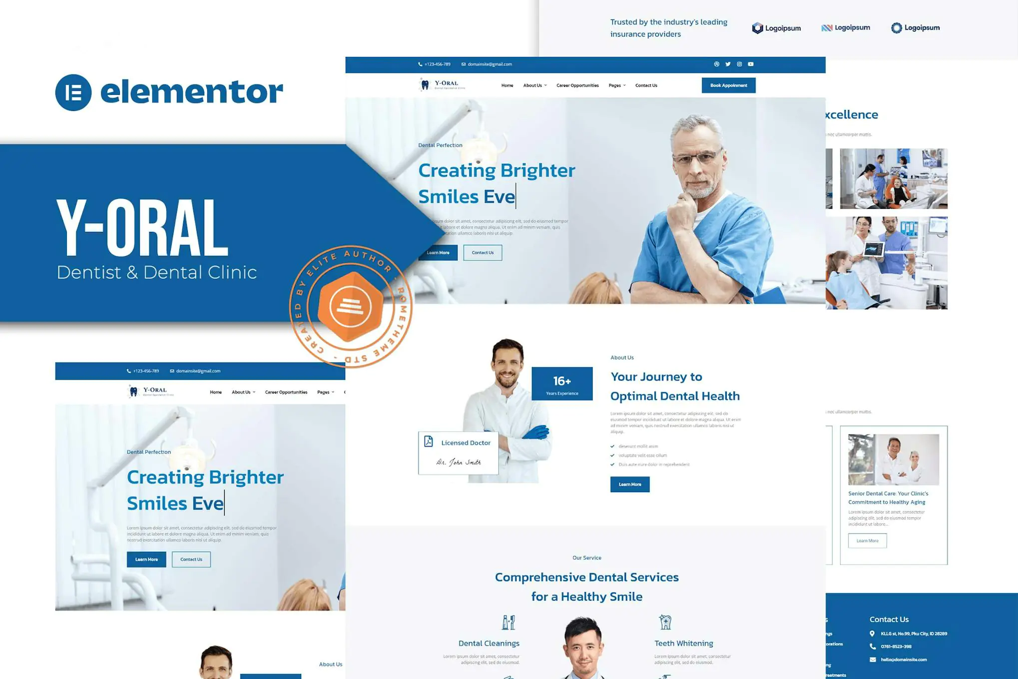 Y-Oral - Kit de plantillas Elementor para dentistas y clínicas dentales