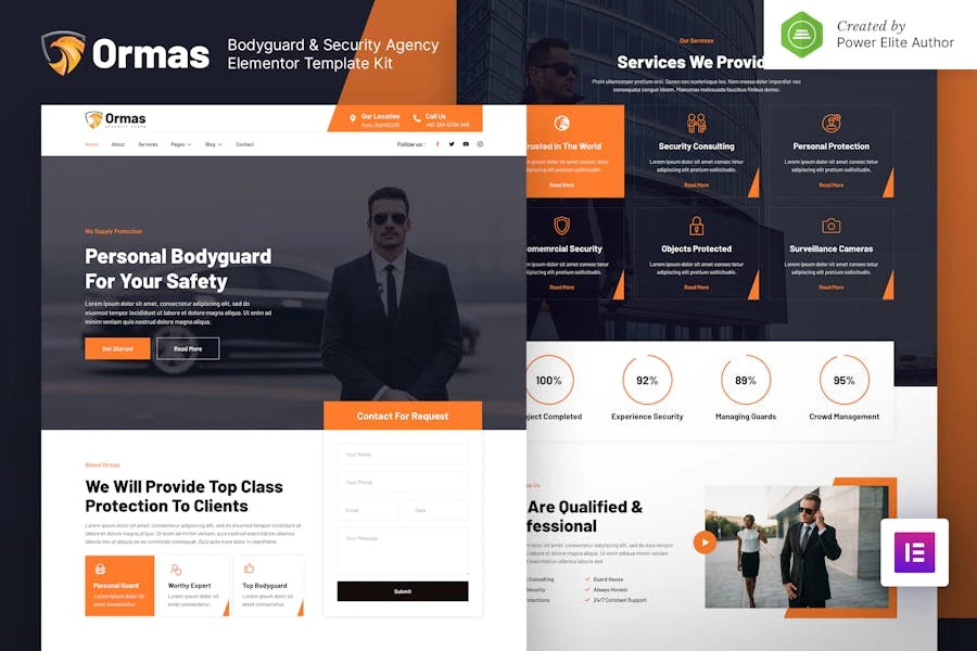Ormas - Template Kit Elementor de guardaespaldas y agencia de seguridad