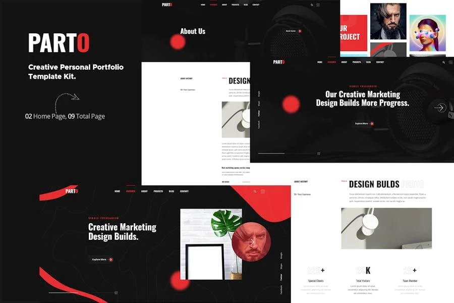 Parto — Template Kit Elementor para Porfolio personal creativo