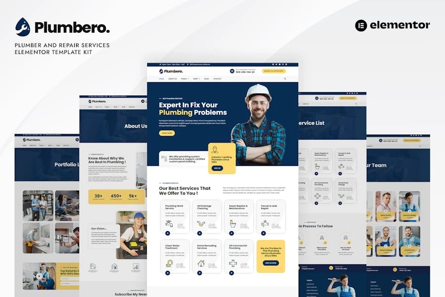 Plumbero - Template Kit Elementor para servicios de plomero y reparación