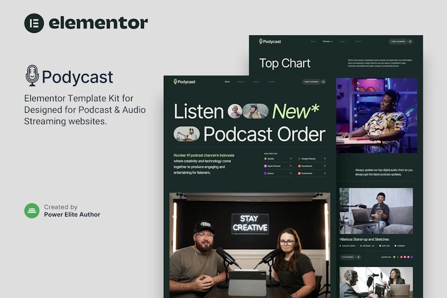 Podcast — Kit de plantillas Elementor para podcasts y transmisión de audio