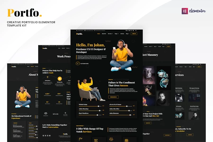 Portfo - Template Kit de Elementor para Porfolio creativo