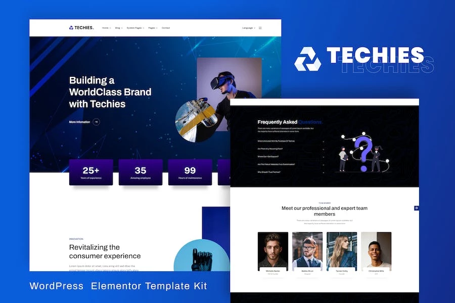 Techies - Kit de plantillas Elementor Pro de la Agencia de Marca Tecnológica