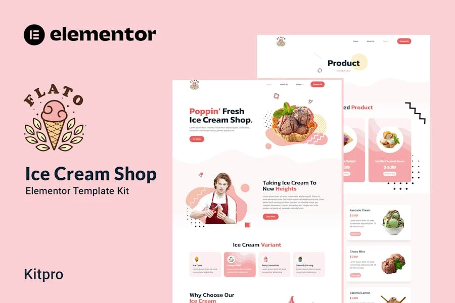 Flato - Template Kit Elementor para heladería