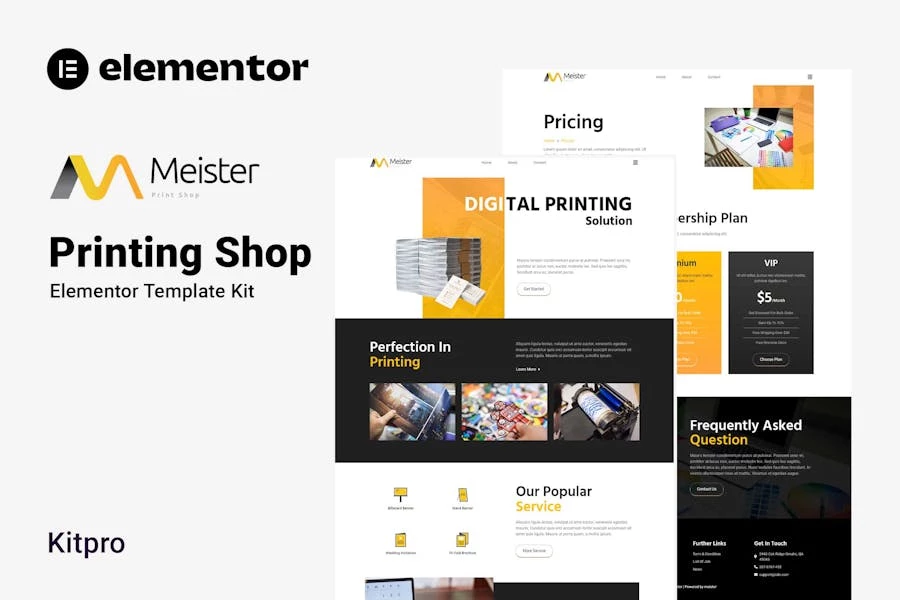Meister - Template Kit Elementor para imprenta