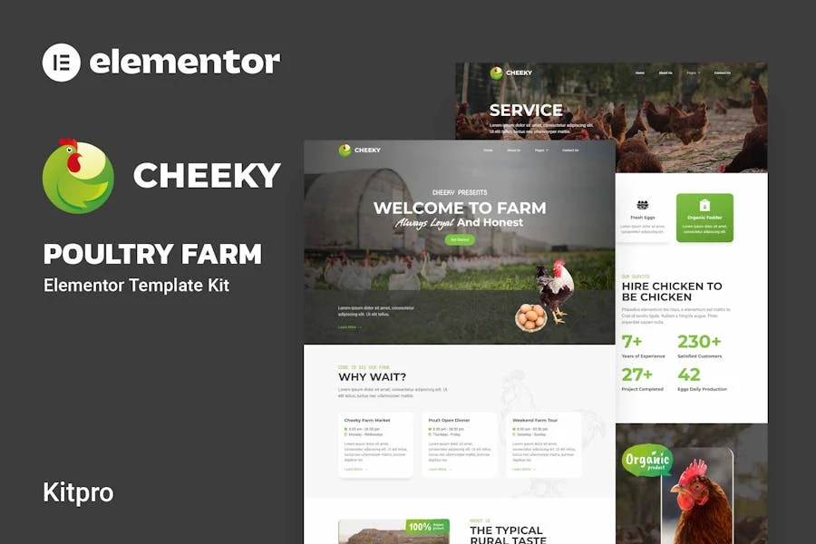 Cheeky - Template Kit Elementor para granjas avícolas