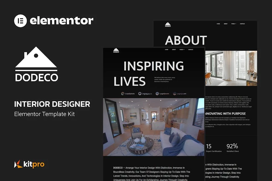 Dodeco - Kit de plantillas Elementor para diseñadores de interiores