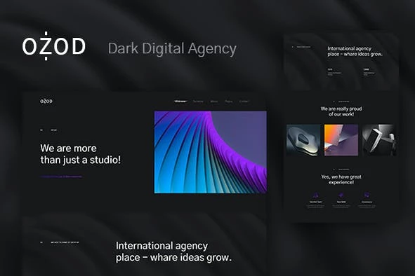 Ozod - Kit de plantillas Elementor para agencias digitales oscuras