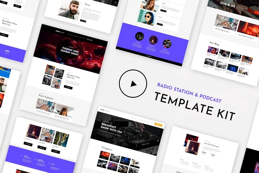 RareRadio | Kit de plantillas Elementor para música y streaming