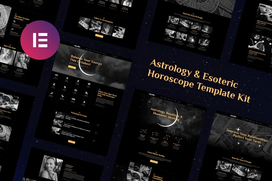 Mystik | Kit de plantillas Elementor de astrología y horóscopo esotérico