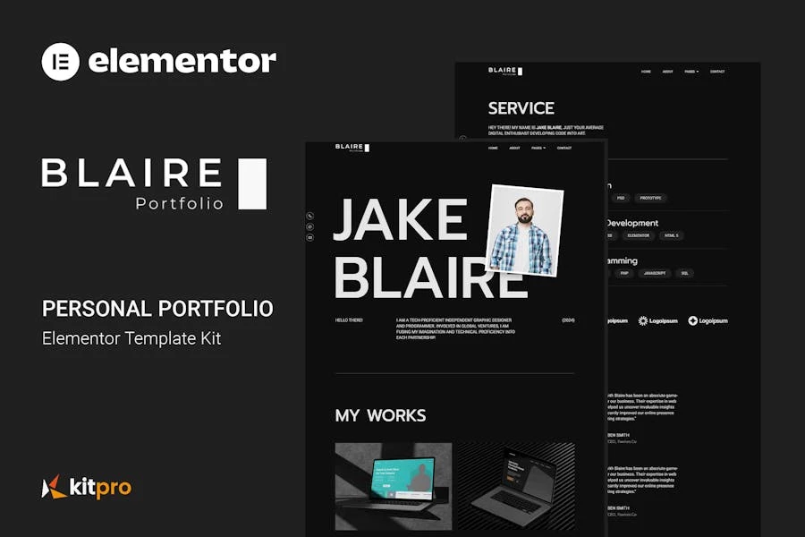 Blaire - Kit de Plantillas Elementor para Porfolio Personal