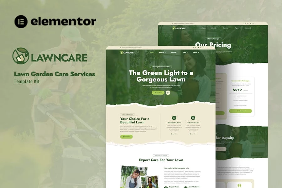 Lawncare - Kit de plantillas Elementor para el servicio de cuidado del césped y el jardín