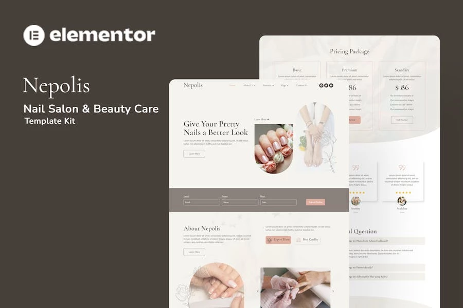 Nepolis - Template Kit Elementor para cuidado de belleza para salón de uñas