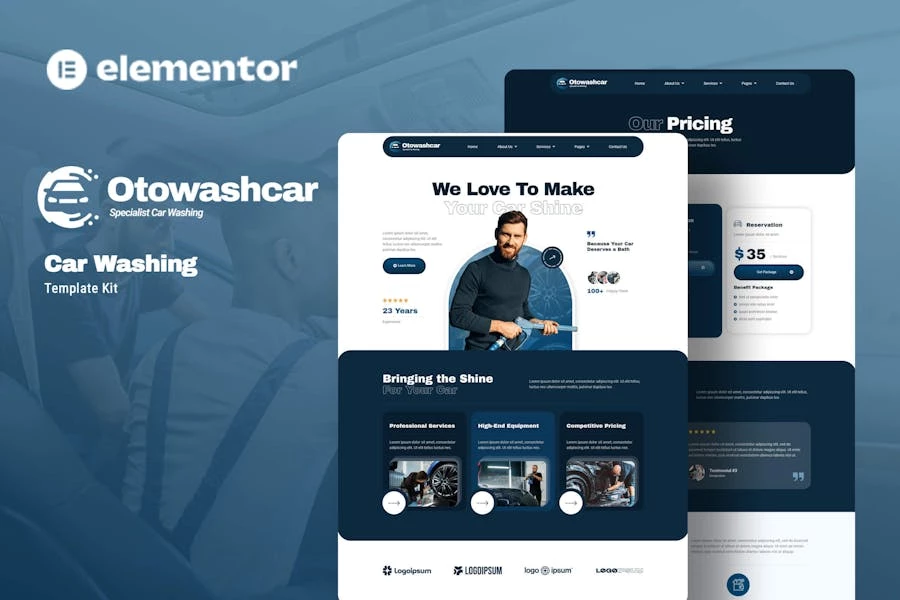 Otowashcar - Kit de plantillas Elementor para lavado de autos