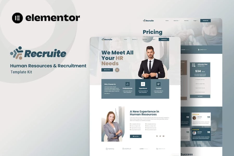 Recruite - Kit de plantillas Elementor de Recursos Humanos y Reclutamiento