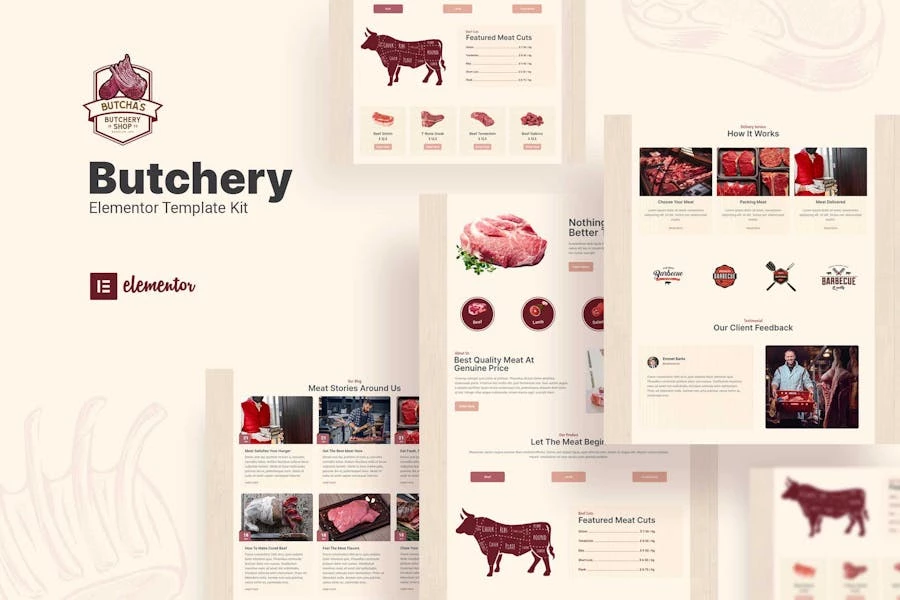 Butcha - Template Kit Elementor de carnicería